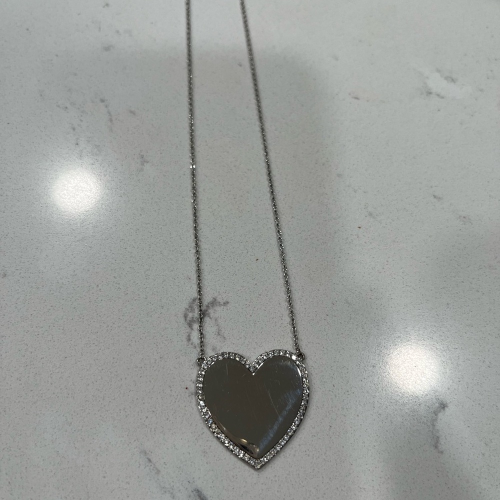 Silver XL You Have My Heart Pave Pendant Necklace - Picture 3 of 3